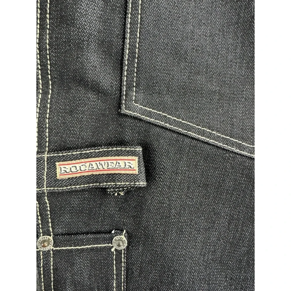 Vintage Rocawear Jeans Mens 38x34 Baggy Carpenter Deep‎ Black Hip Hop Skater Y2k